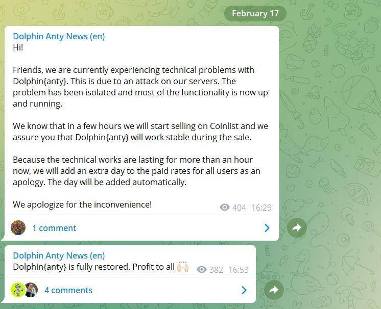 Report of a recent attack on Dolphin{anty} servers