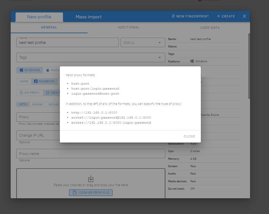 create profile 3