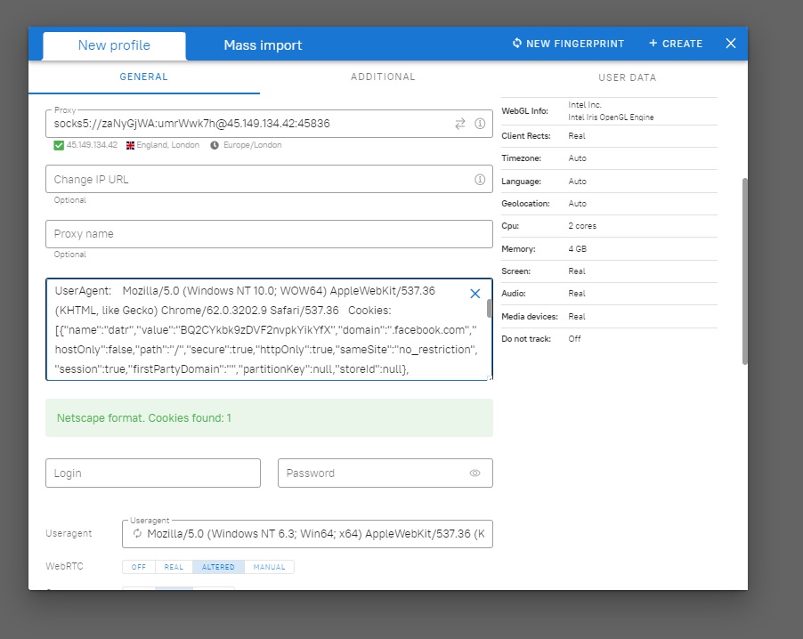 create profile 6