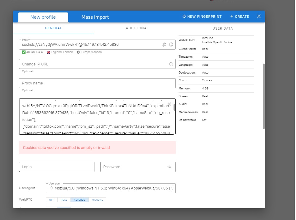 create profile 7