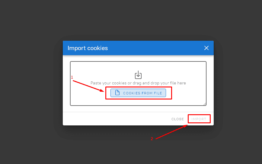 Import cookies button