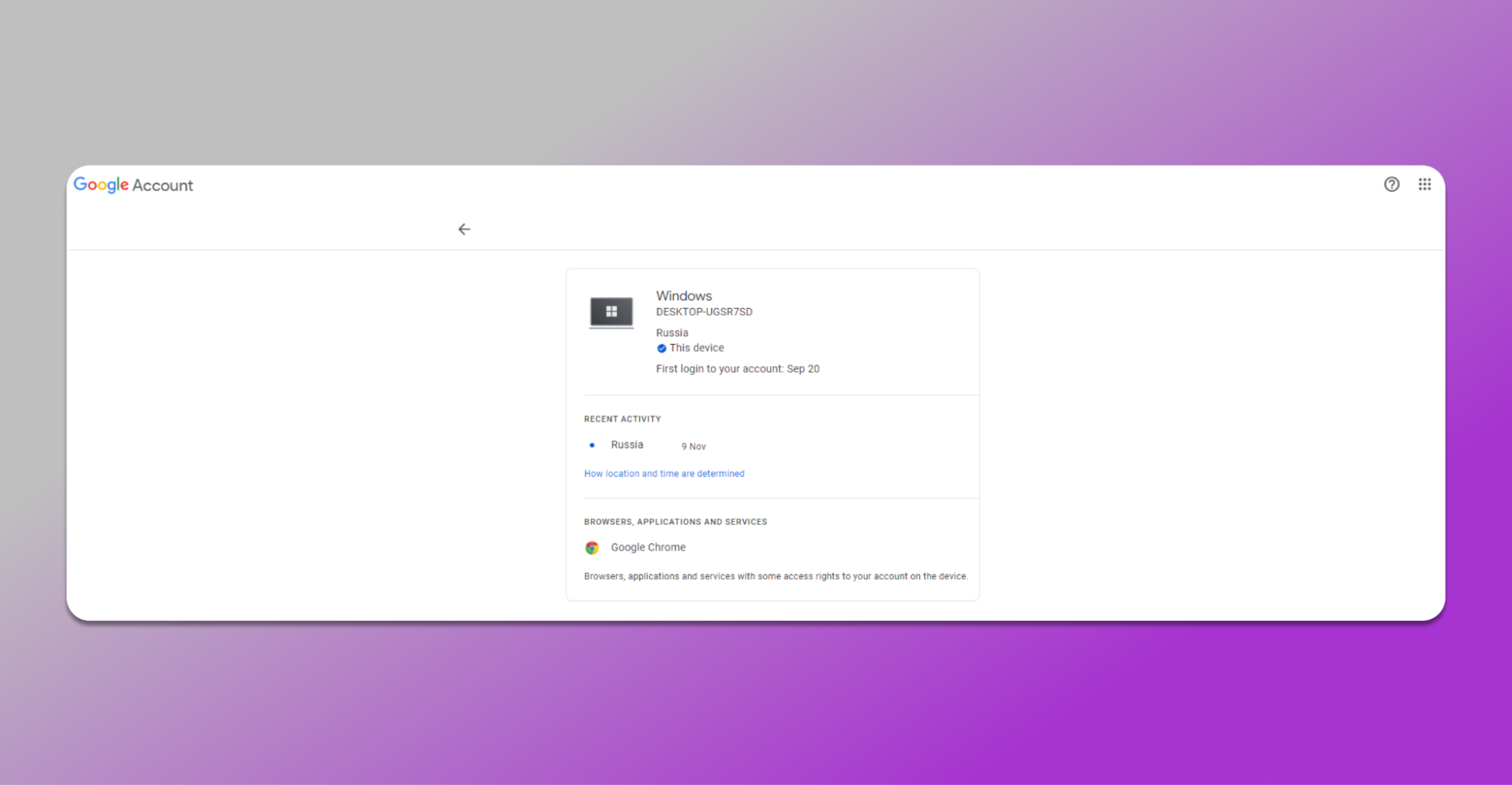 This is how a Google account looks on a PC where synchronization is enabled