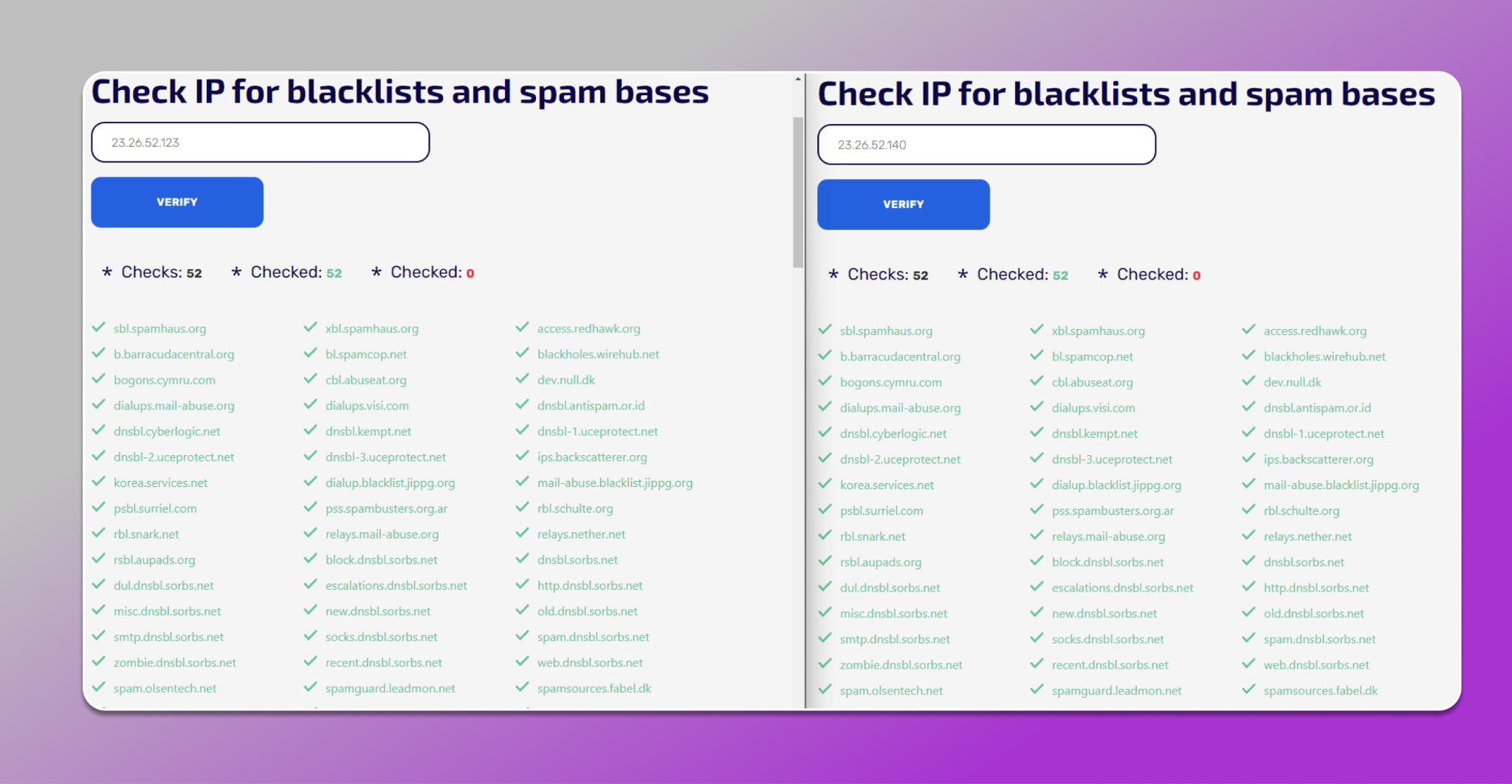 check in spam databases and blacklists