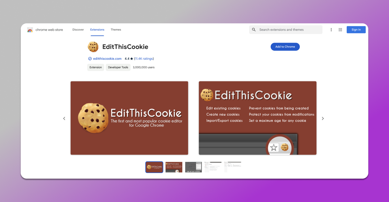 Cookie Editor — Chrome