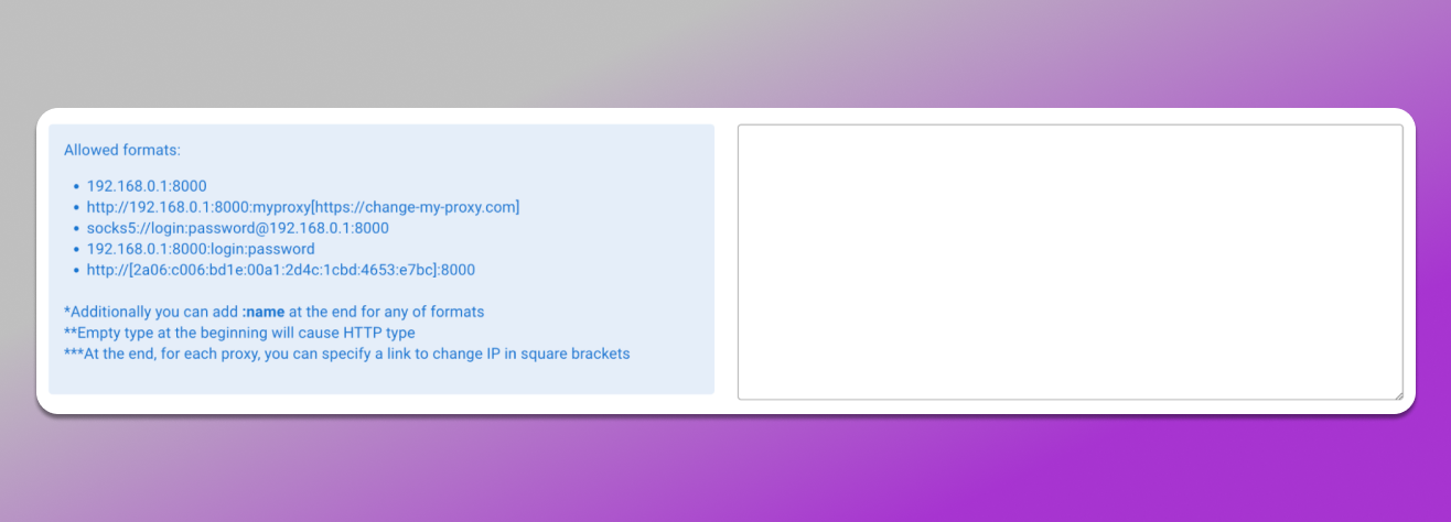 proxy formats