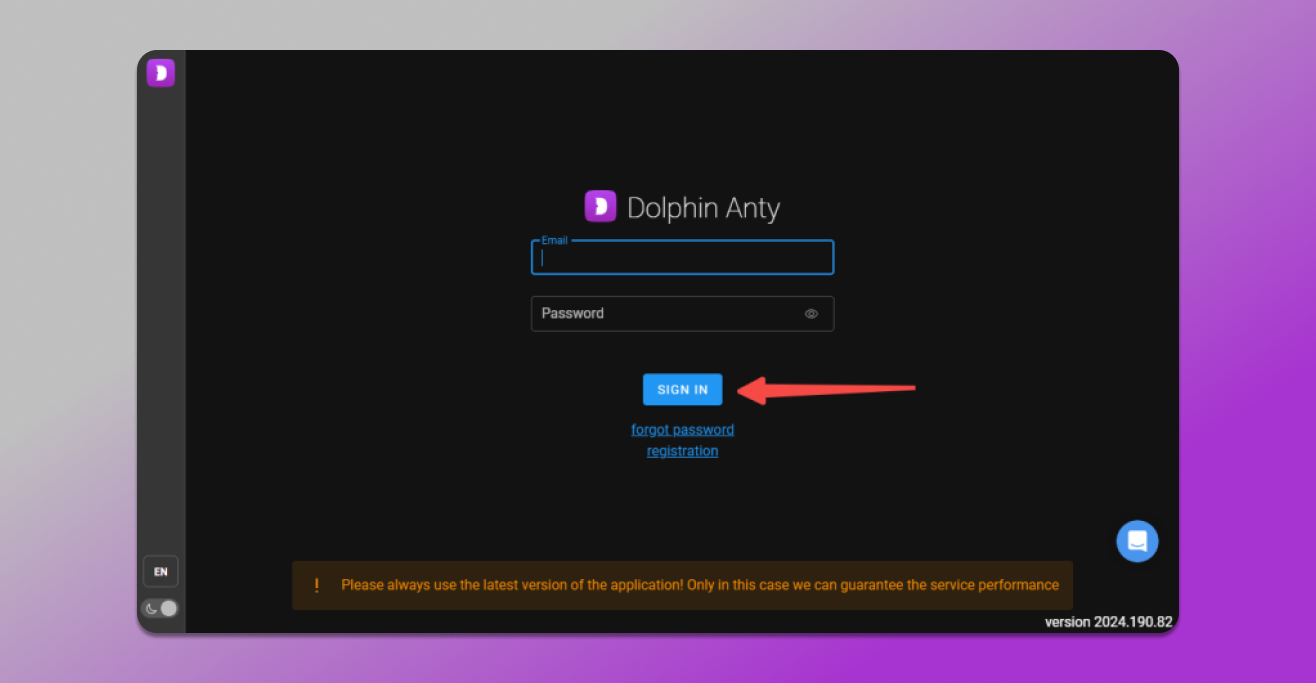 Installation and registration of Dolphin Anty account