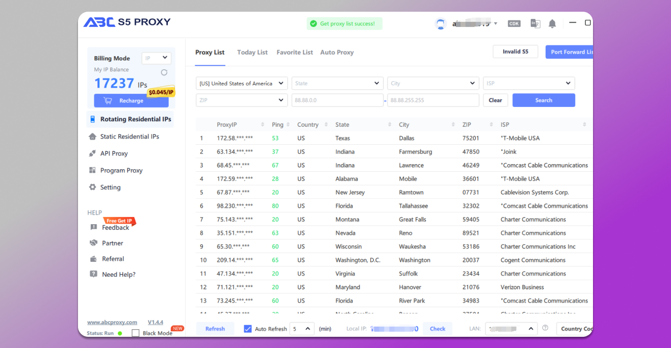 Client download in ABCProxy reviewed by Dolphin Anty