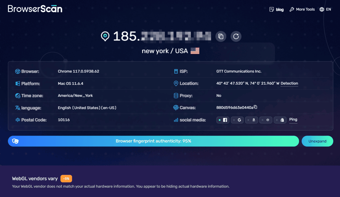 BrowserScan Check 2 Dolphin Anty