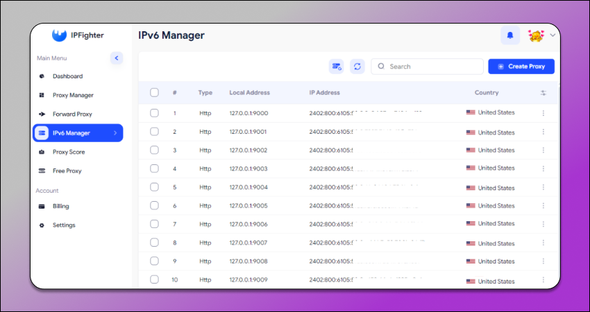 IPFighter IPv6 Manager Dolphin Anty