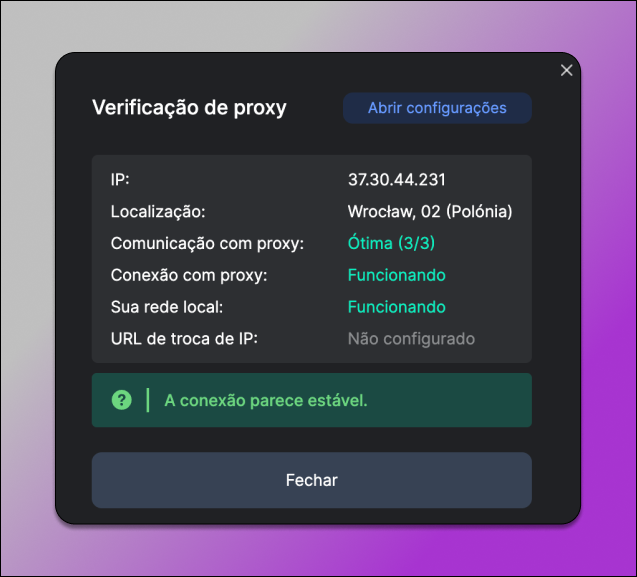 Verificação de Proxy Lauth Dolphin Anty