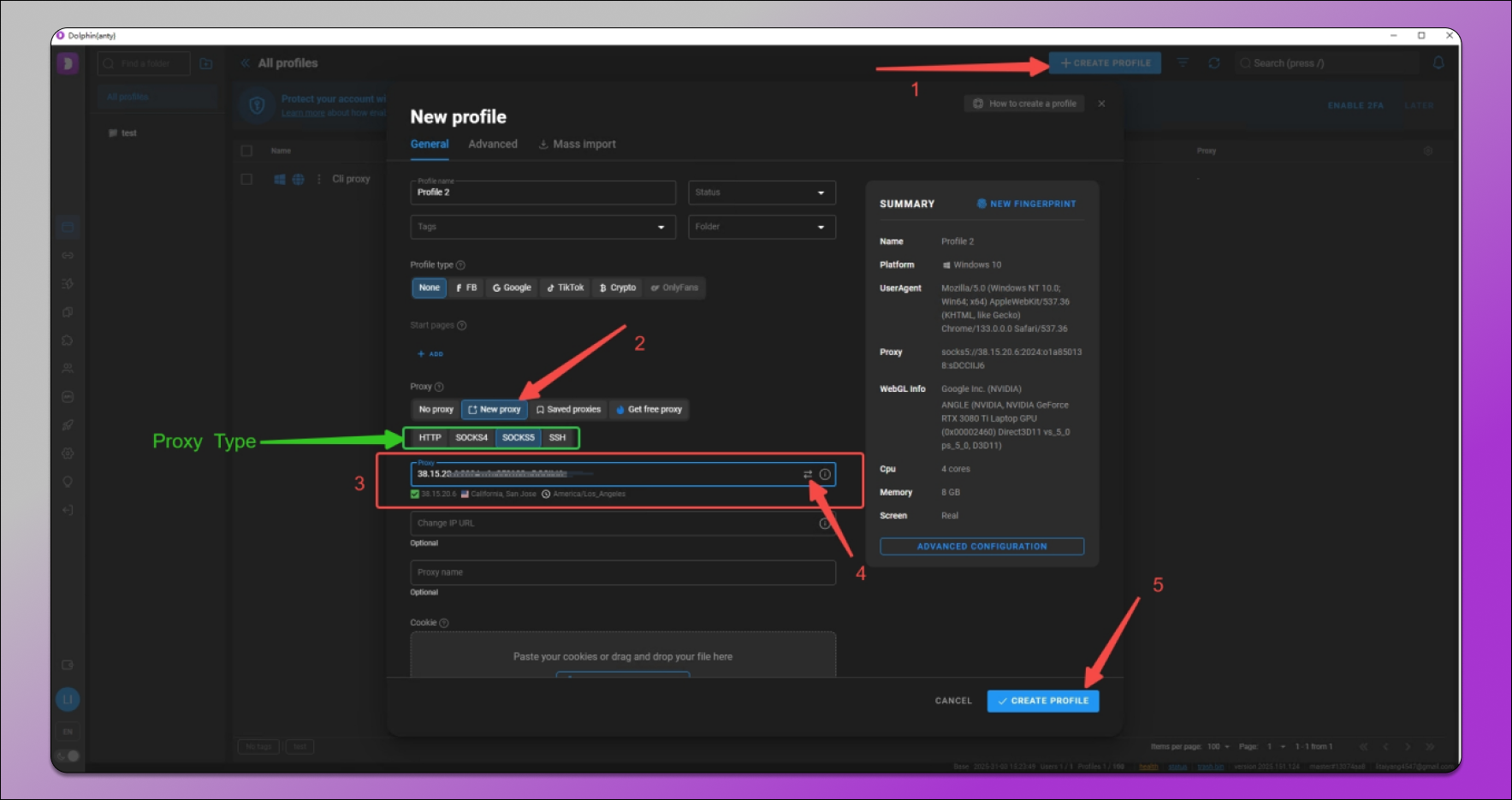 Cli Proxy Setup in Dolphin Anty