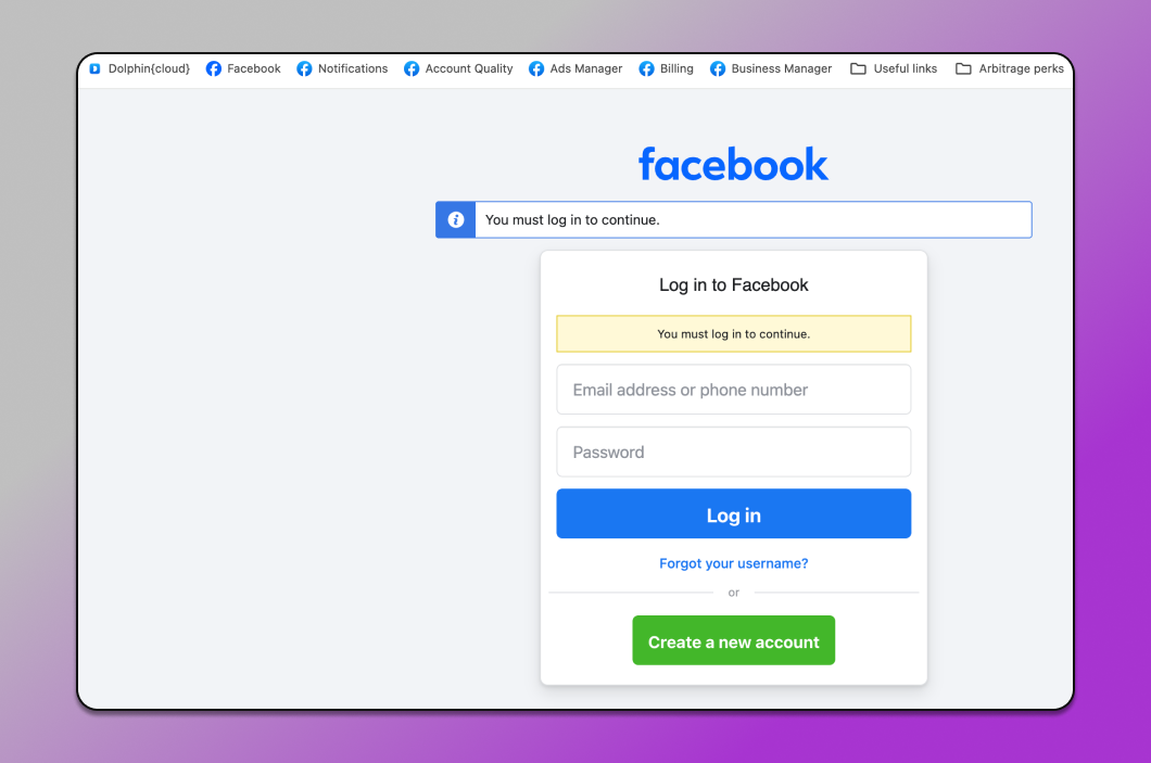 Facebook Registration Dolphin Anty