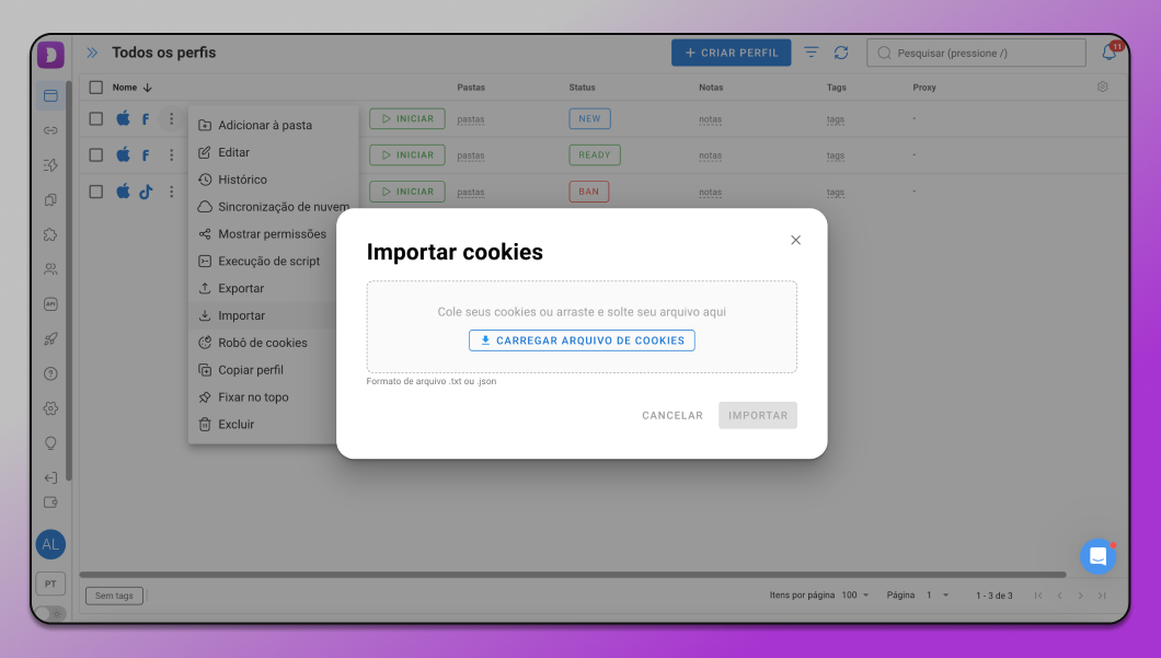 Importar cookies Dolphin Anty