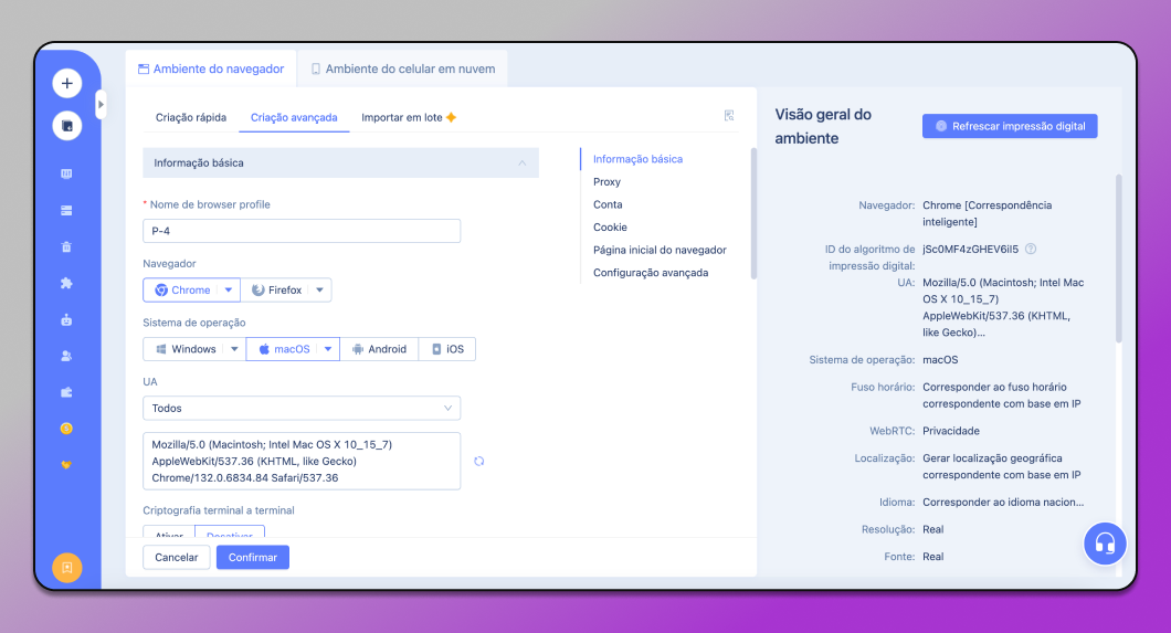 MoreLogin novo perfil Dolphin Anty