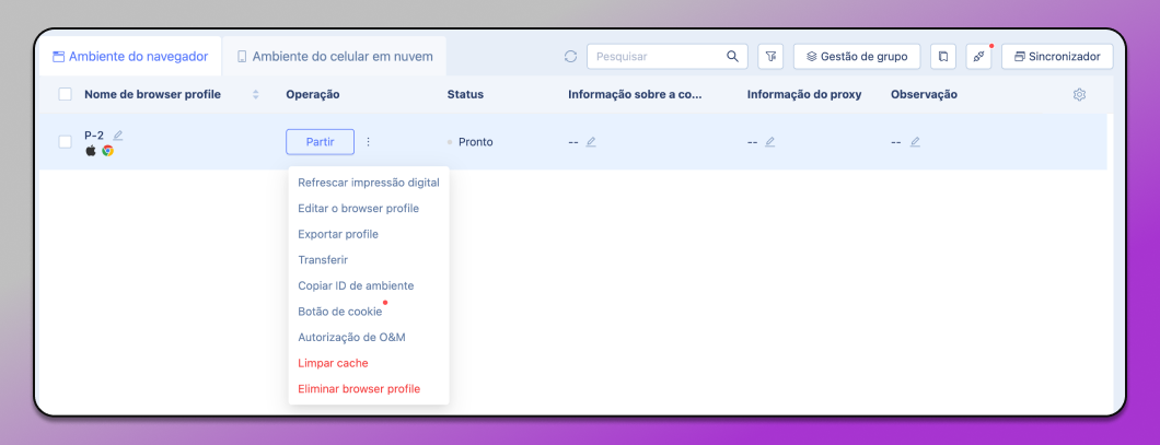 MoreLogin ações em massa com perfis Dolphin Anty