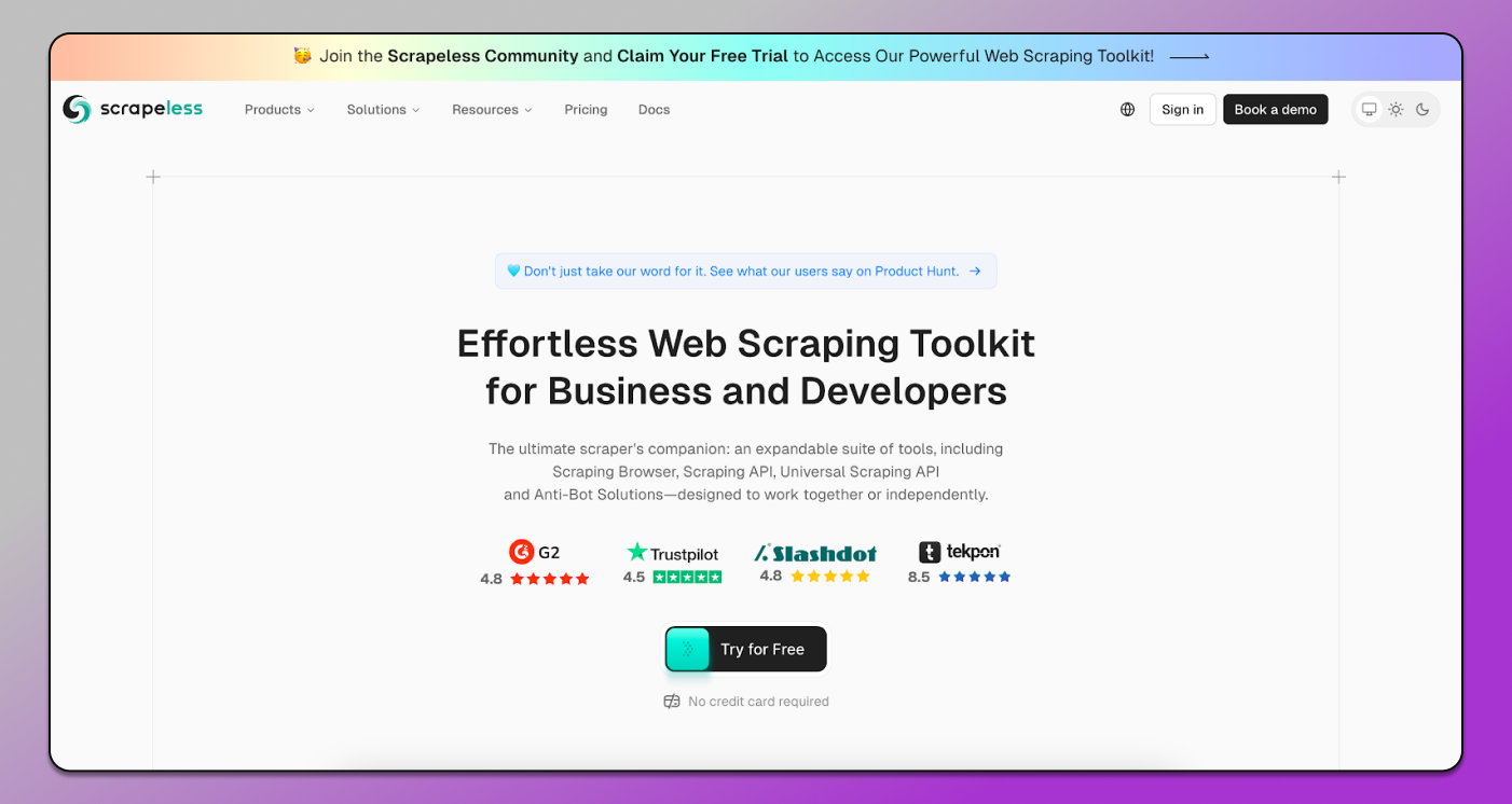 Scrapeless Main Page Dolphin Anty