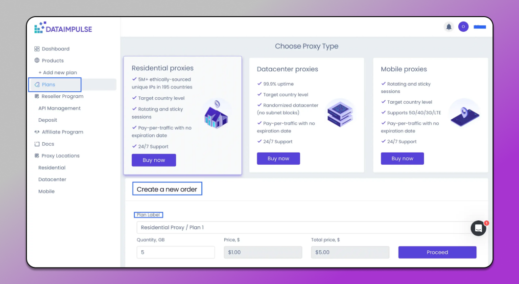 DataImpulse Proxy Purchase Dolphin Anty