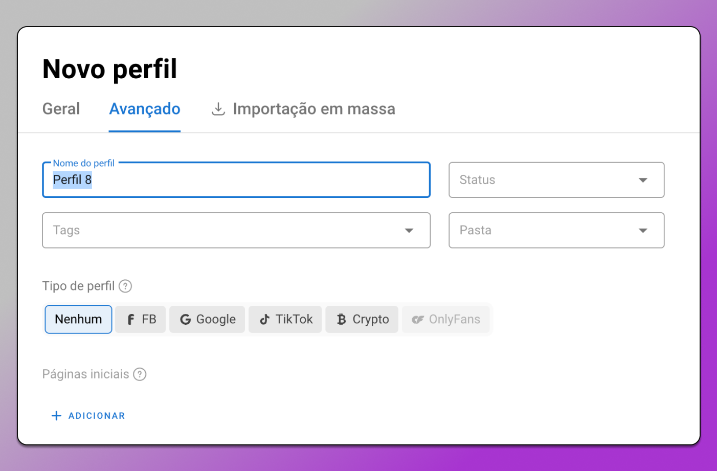 Novo perfil Dolphin Anty