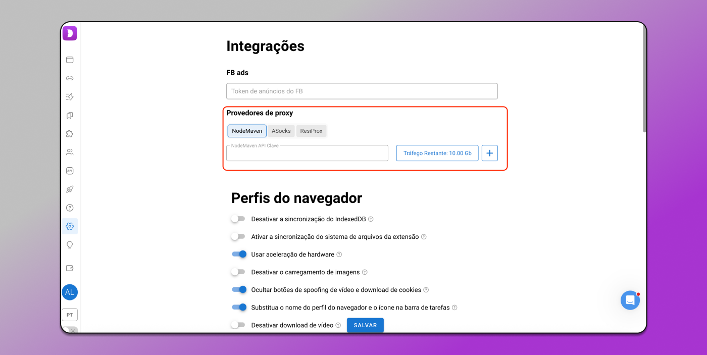 Integrações Proxy Dolphin Anty