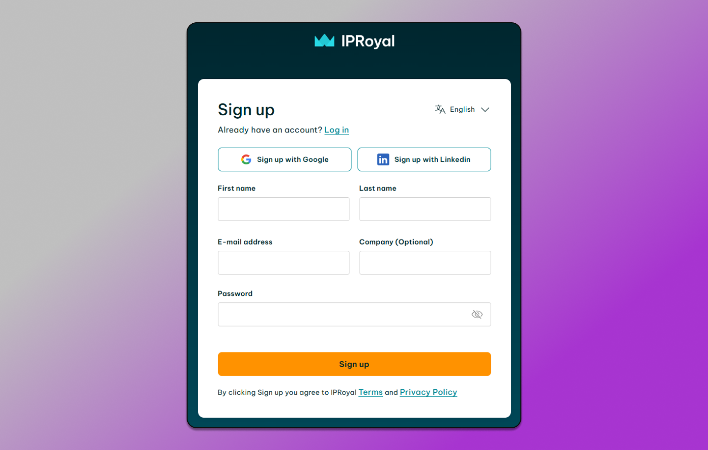 IPRoyal Sign Up Dolphin Anty