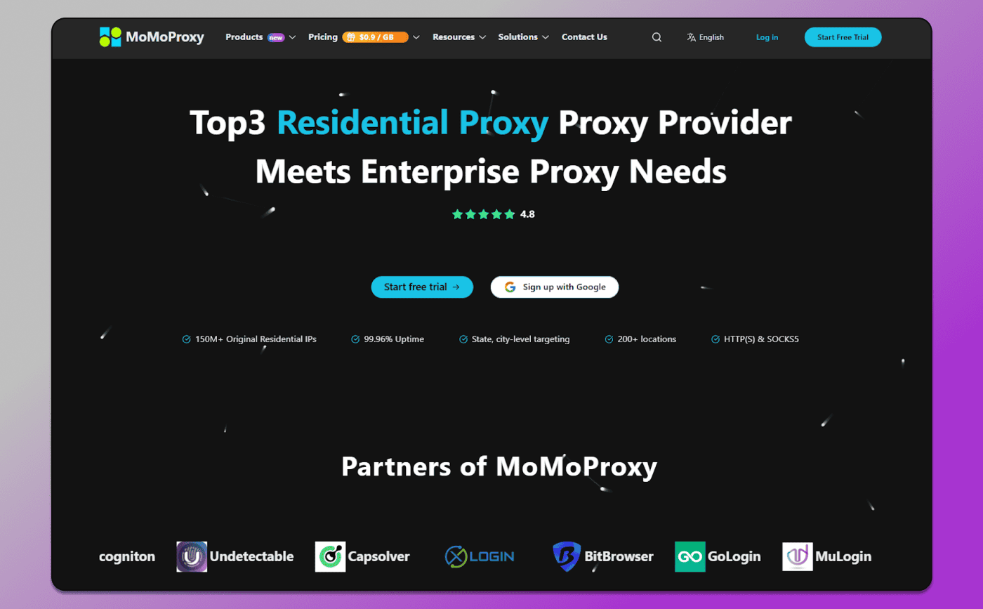 MoMoProxy Main Page Dolphin Anty
