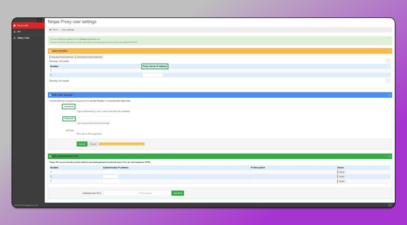 NinjaProxy Dashboard Dolphin Anty