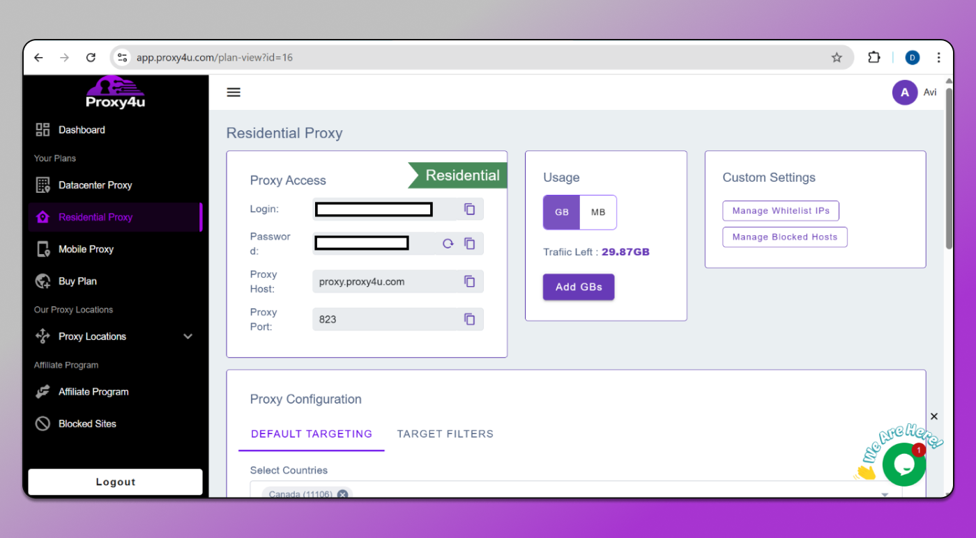 Proxy4U Dashboard Dolphin Anty