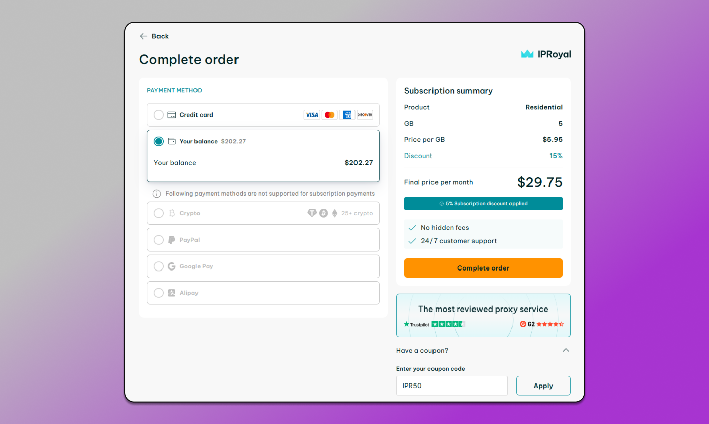 IPRoyal Complete order Dolphin Anty