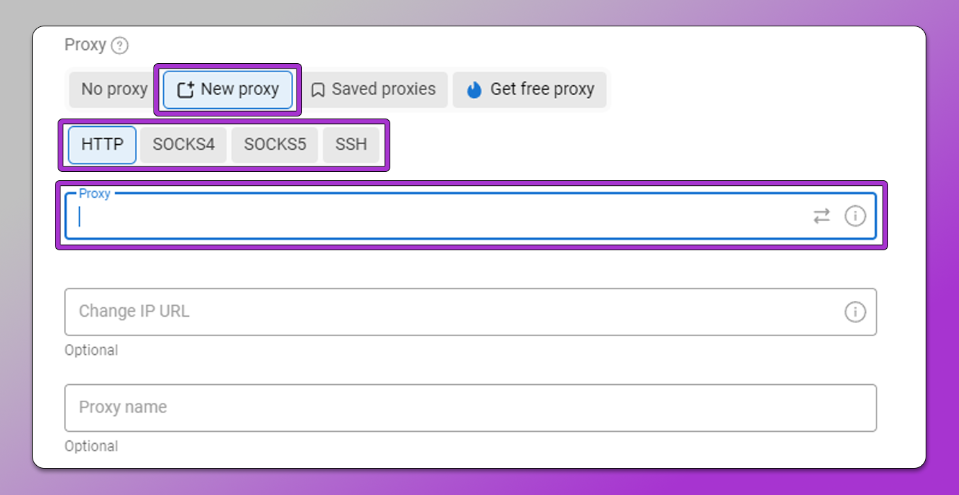 New Proxy in Profile Dolphin Anty