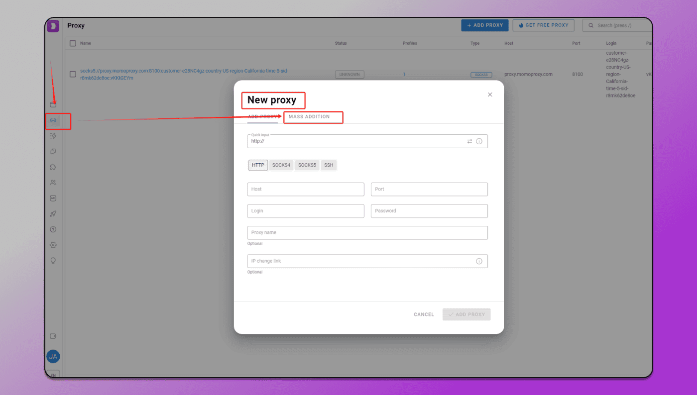 Mass Proxy Setup Dolphin Anty