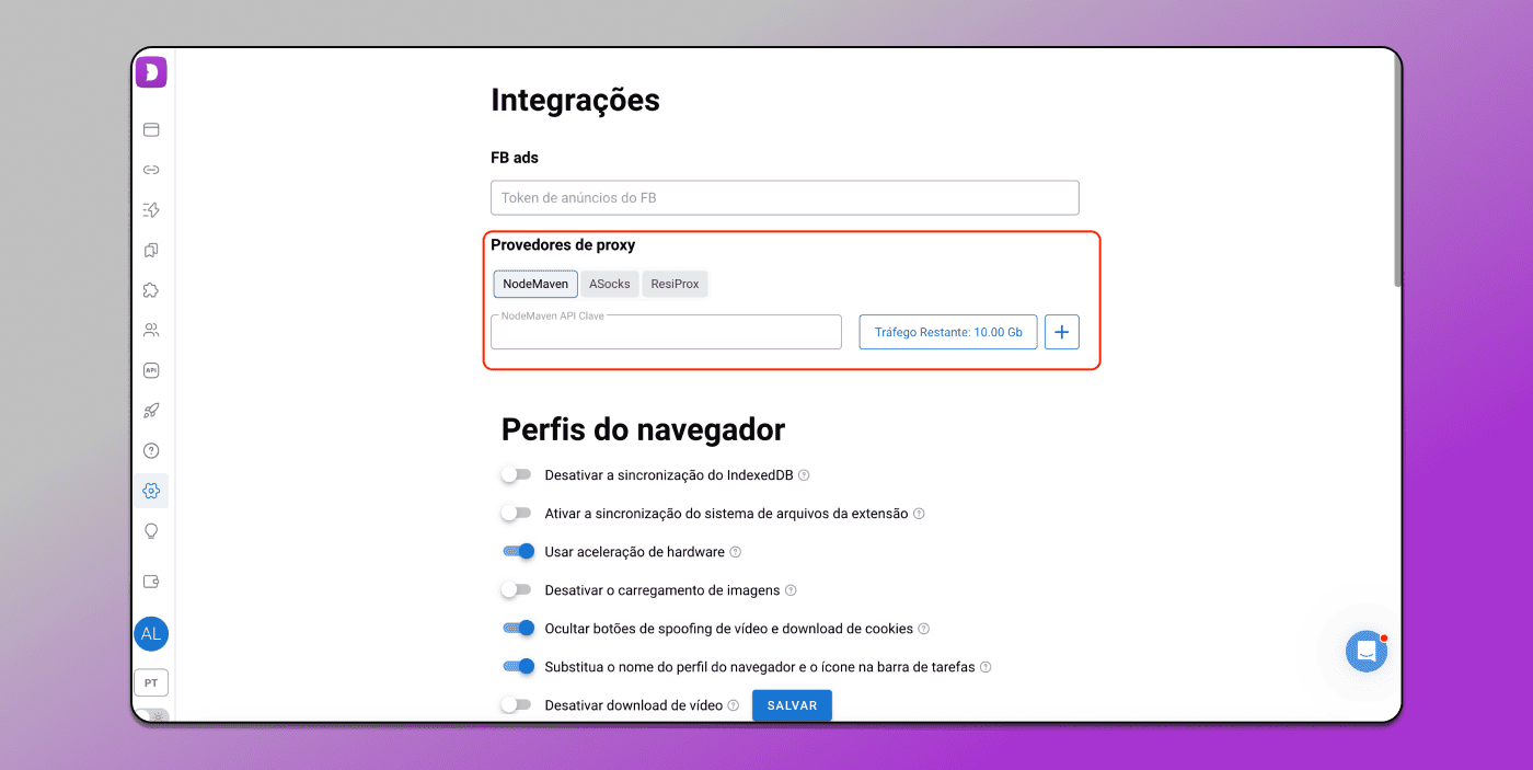 Integrações Proxy Dolphin Anty