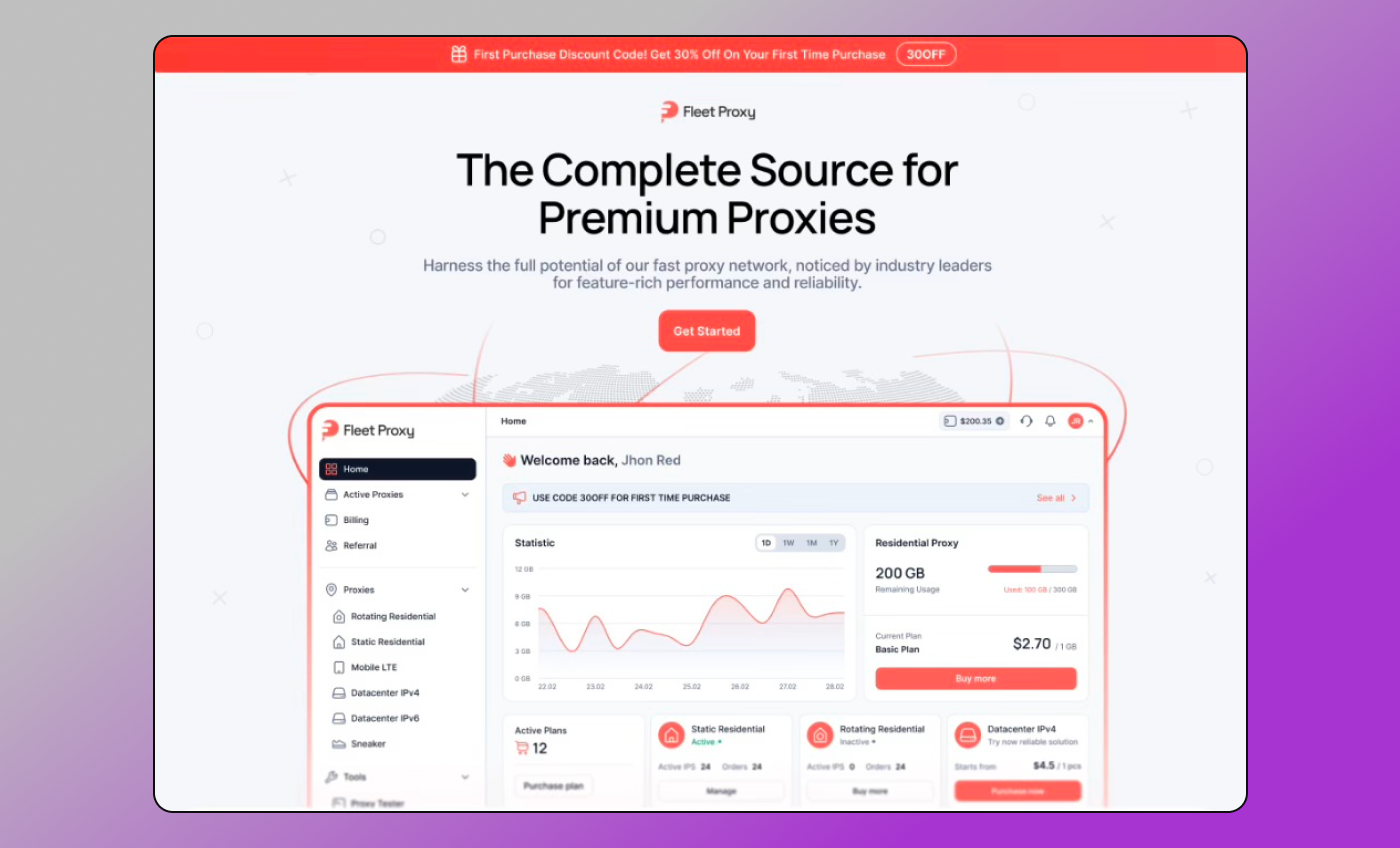 FleetProxy Main Page Dolphin Anty