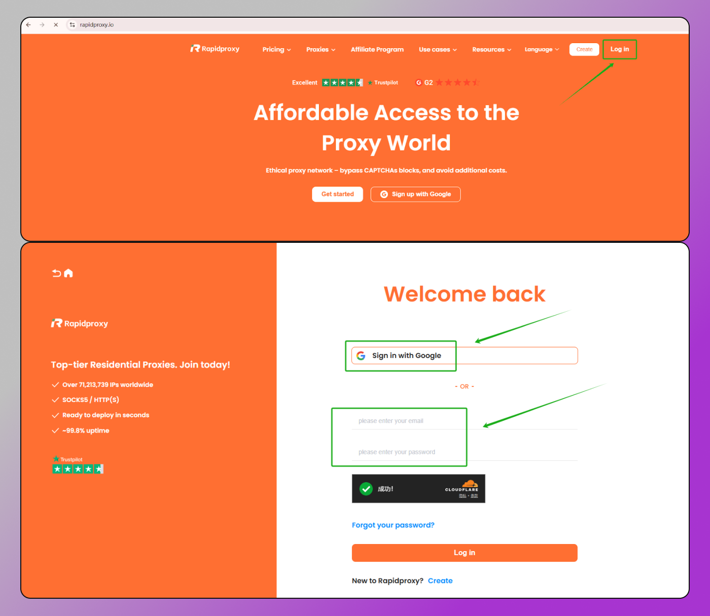 RapidProxy Login Dolphin Anty