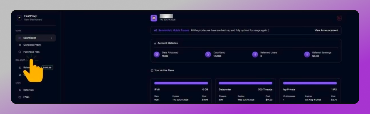 FlashProxy Dashboard Dolphin Anty