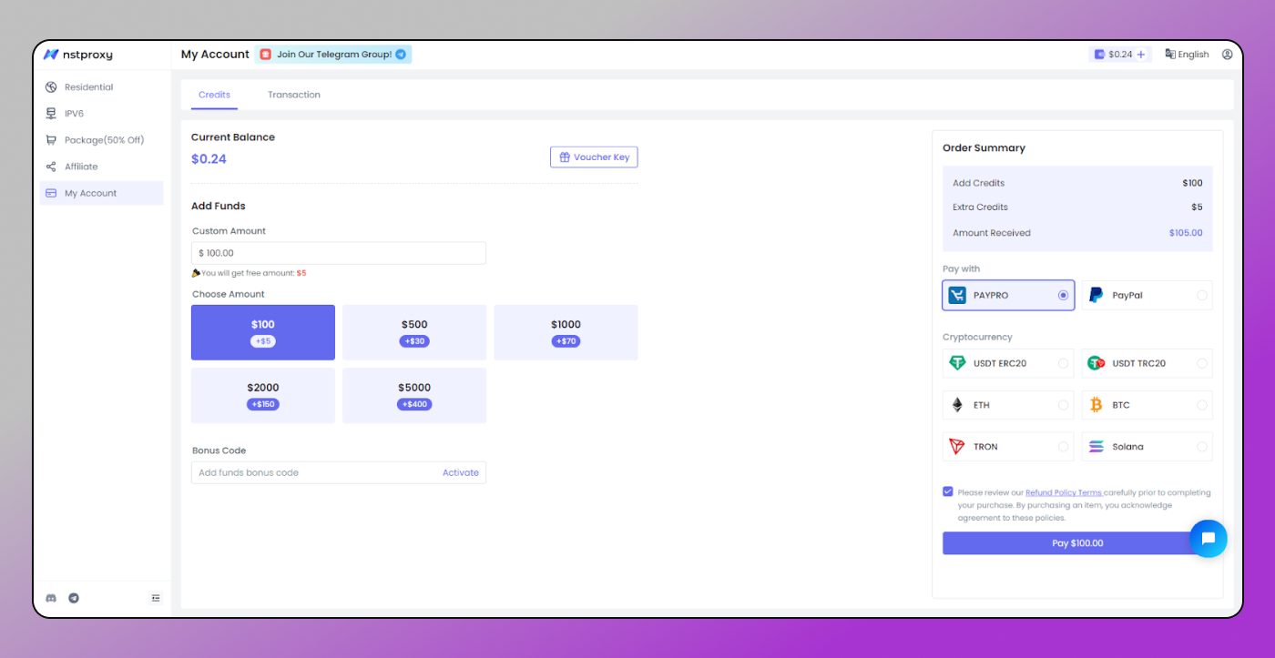 Nstproxy Dashboard Dolphin Anty