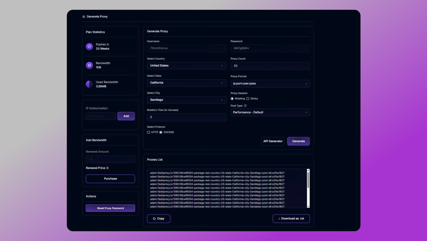 FlashProxy Management Dolphin Anty