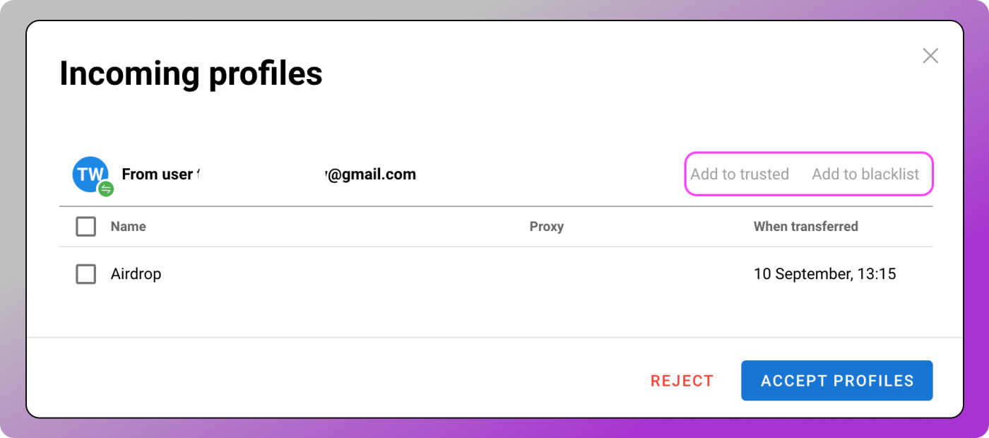 Accept profile Dolphin Anty