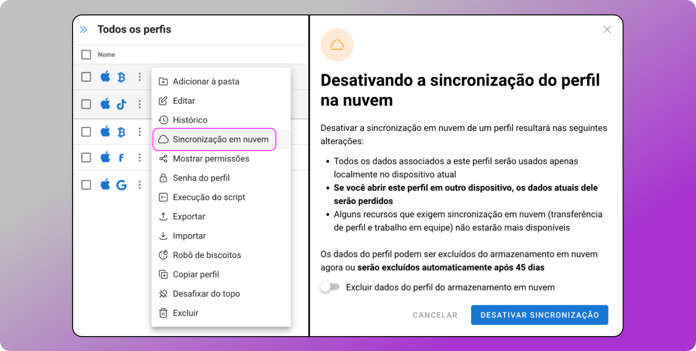 Sincronização em nuvem Dolphin Anty