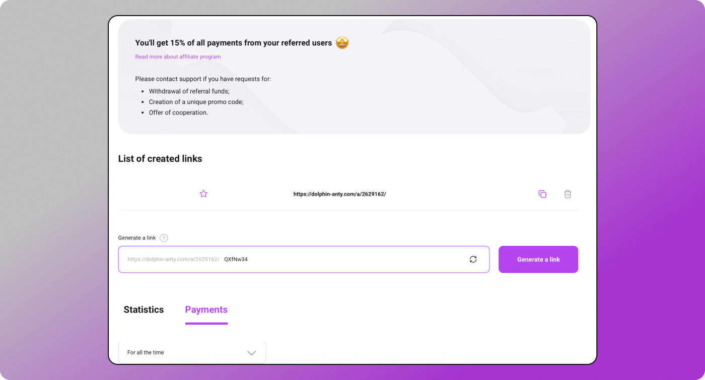 Affiliate program Dolphin Anty