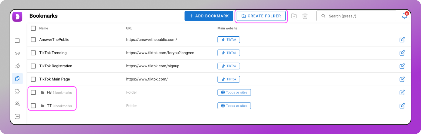 Bookmark Folders Dolphin Anty
