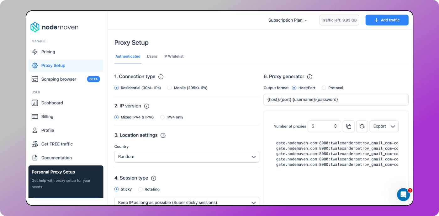 NodeMaven Dashboard Dolphin Anty