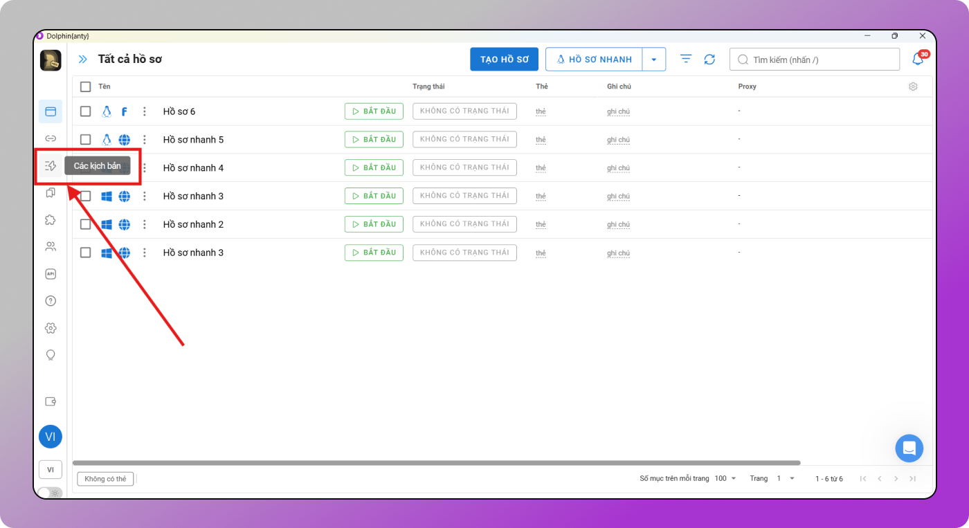 Scenarios Tab Dolphin Anty