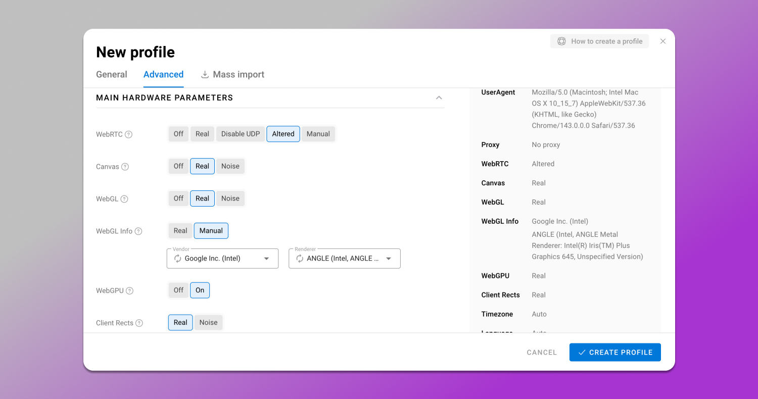 Parameters Dolphin Anty