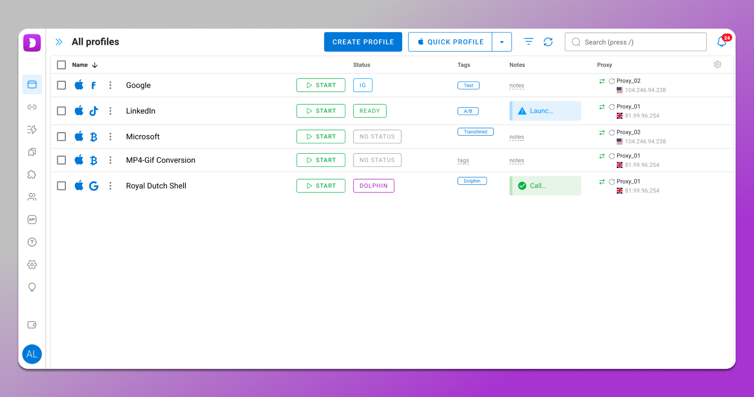 Interface Dolphin Anty