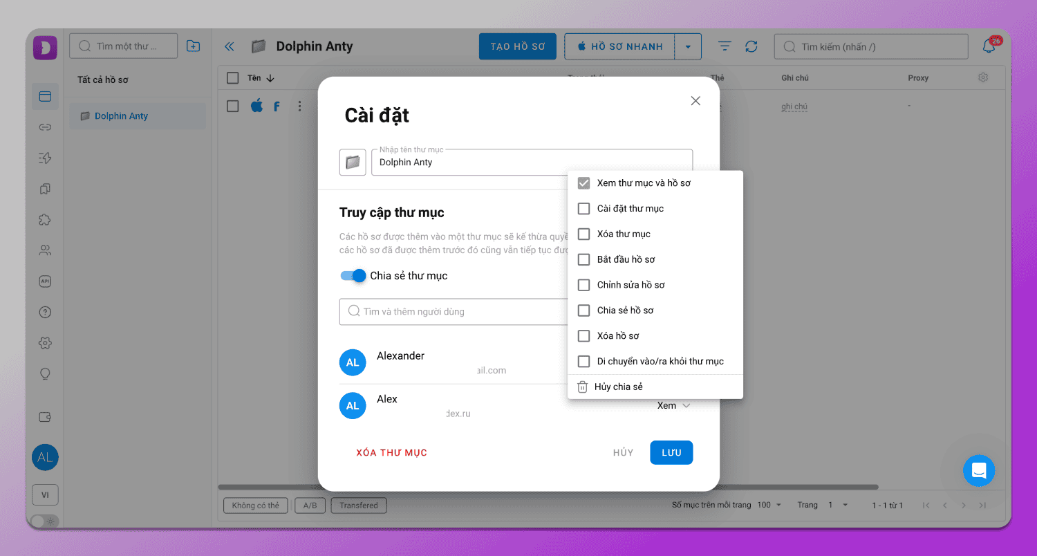 Folder Sharing Dolphin Anty