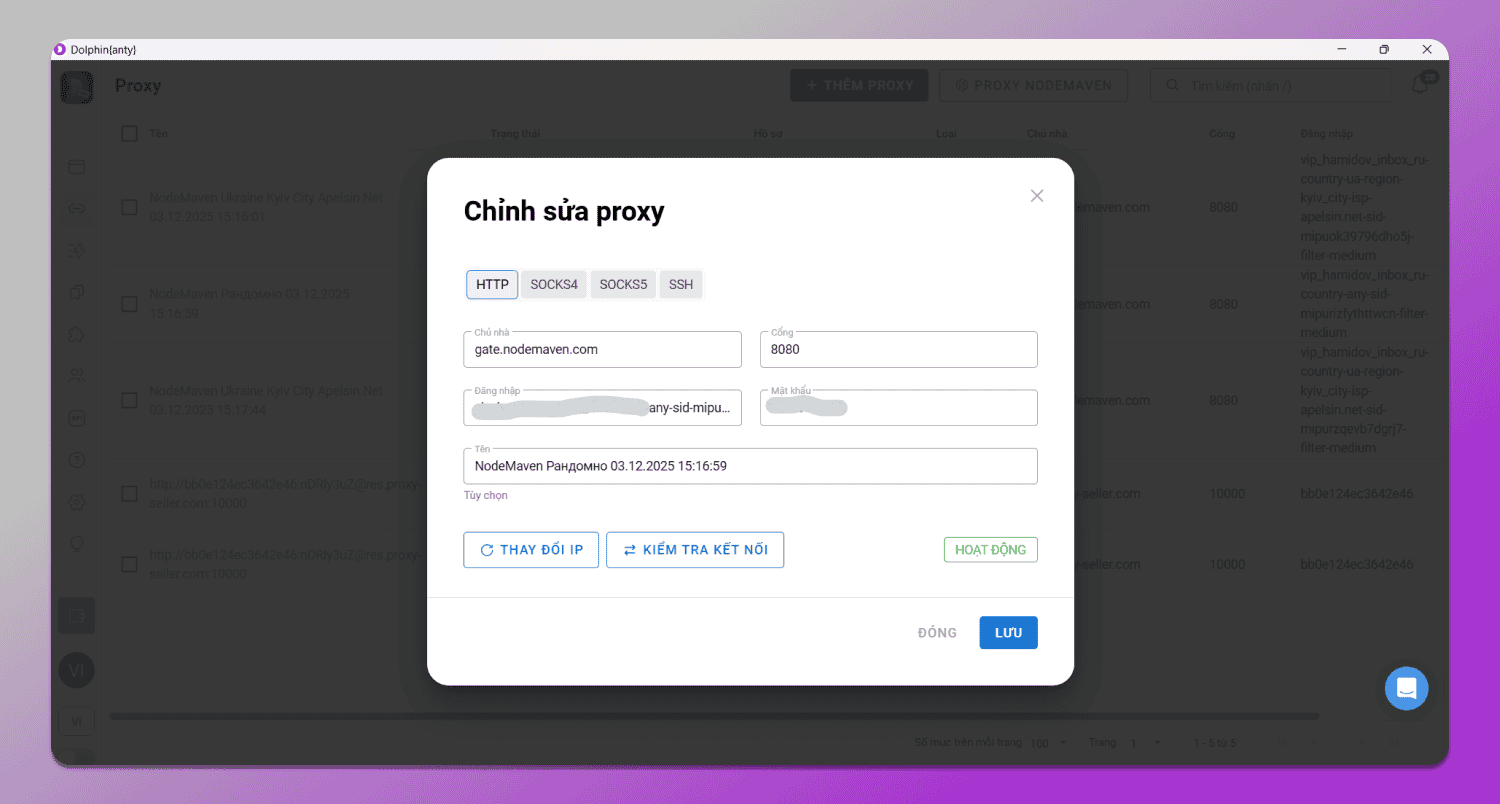 Add proxy Dolphin Anty