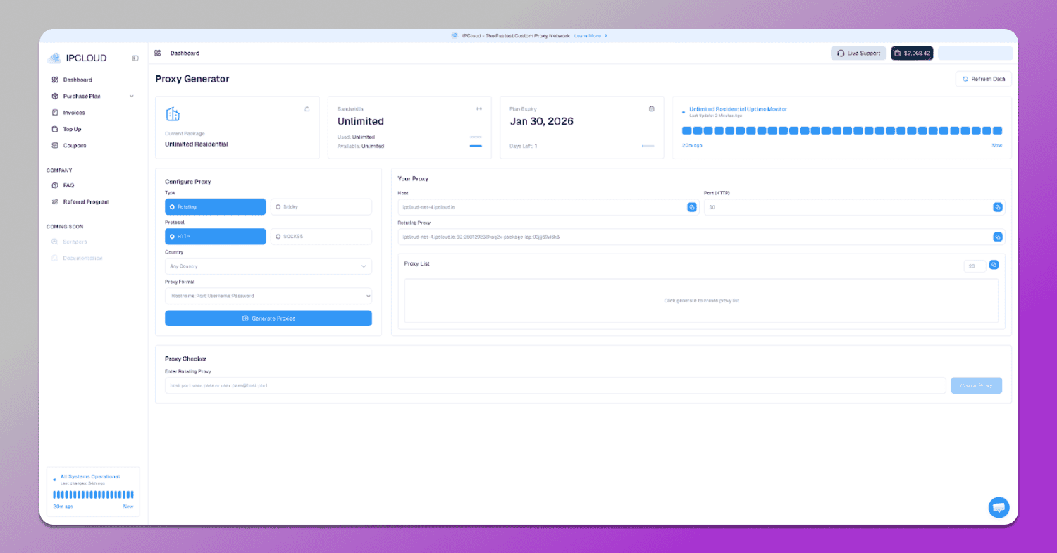 IPCloud Dashboard Dolphin Anty