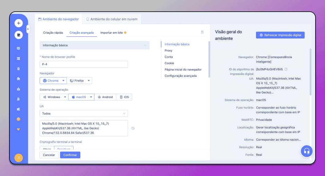 MoreLogin novo perfil Dolphin Anty