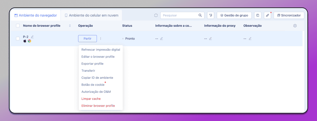 MoreLogin ações em massa com perfis Dolphin Anty
