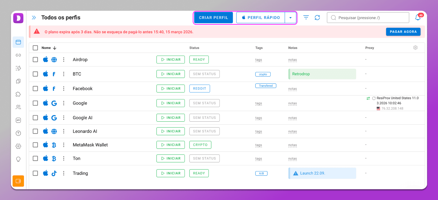 Create Profile Dolphin Anty